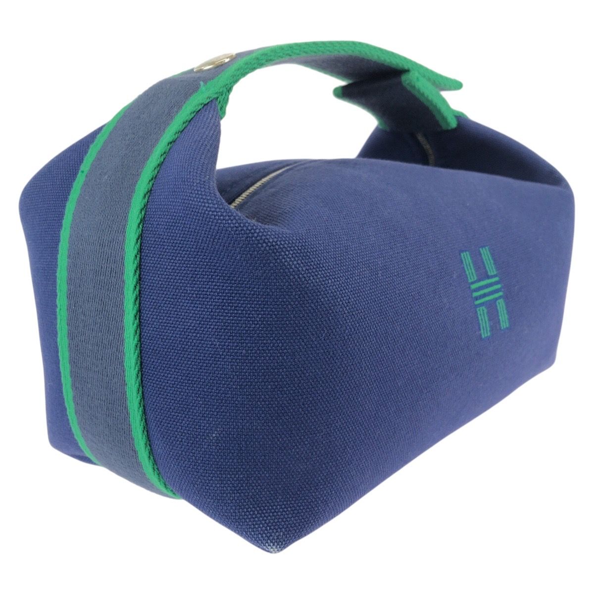 Hermes Bride-a-Brac PM Marine Blue Green Toile Ash Handbag Pouch Makeup — view 5