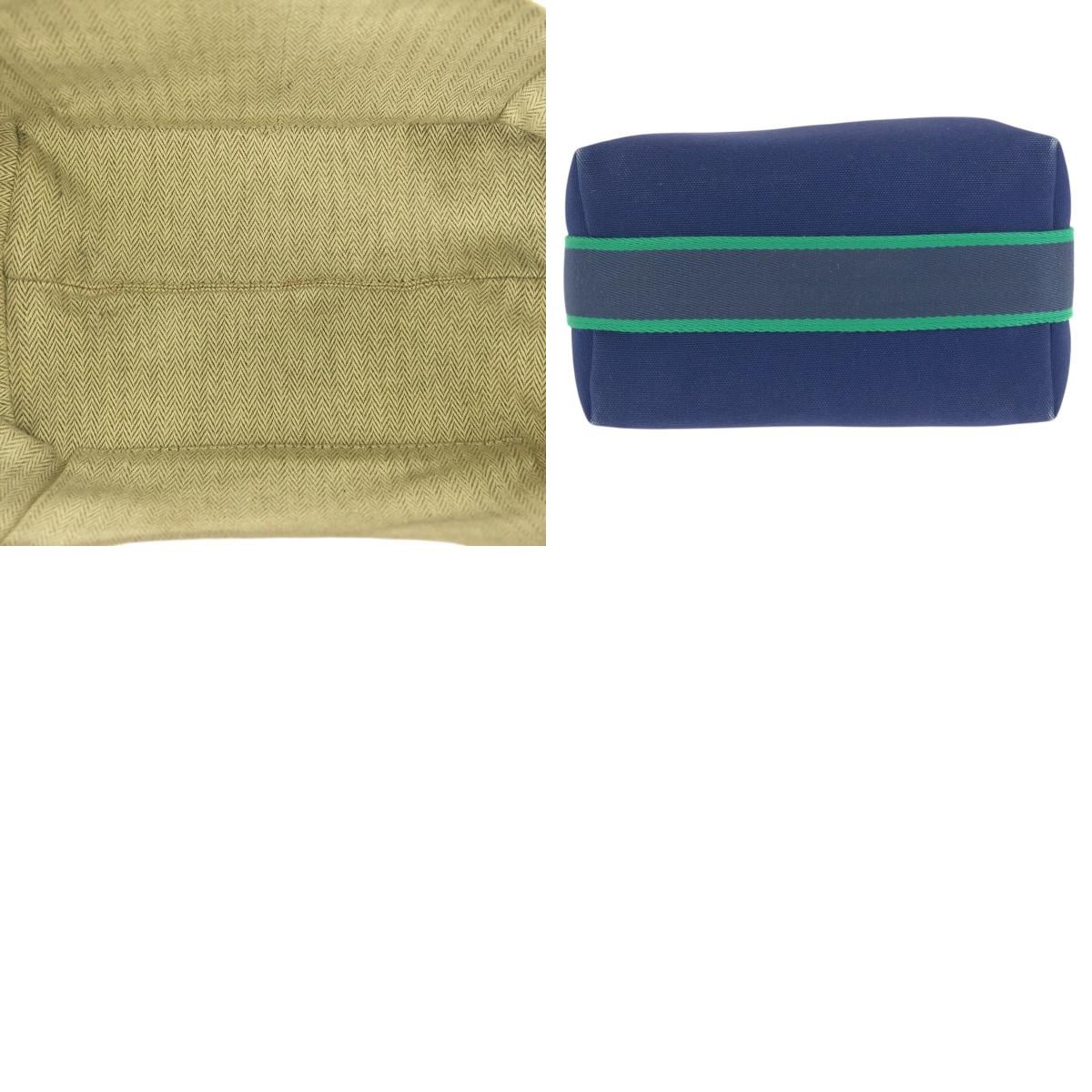 Hermes Bride-a-Brac PM Marine Blue Green Toile Ash Handbag Pouch Makeup — view 9