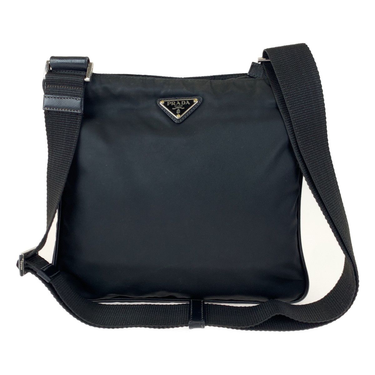 Prada Tessuto Black Silver Nylon Shoulder — view 2