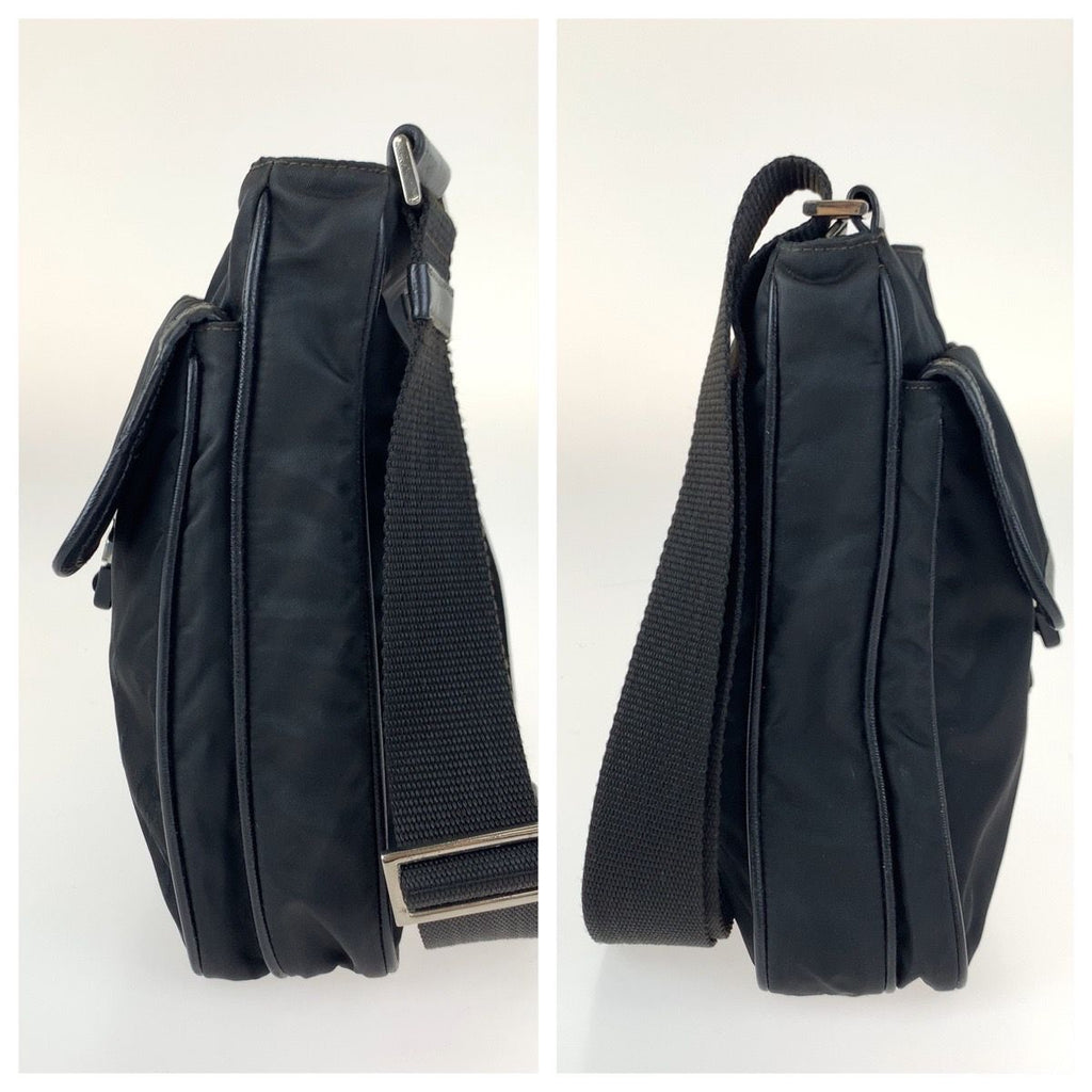 Prada Tessuto Black Silver Nylon Shoulder — view 7