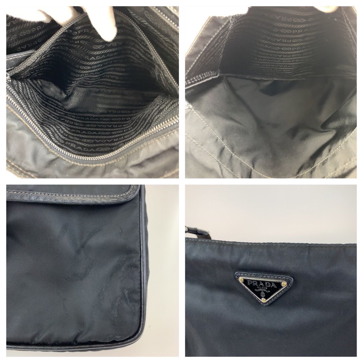 Prada Tessuto Black Silver Nylon Shoulder — view 5