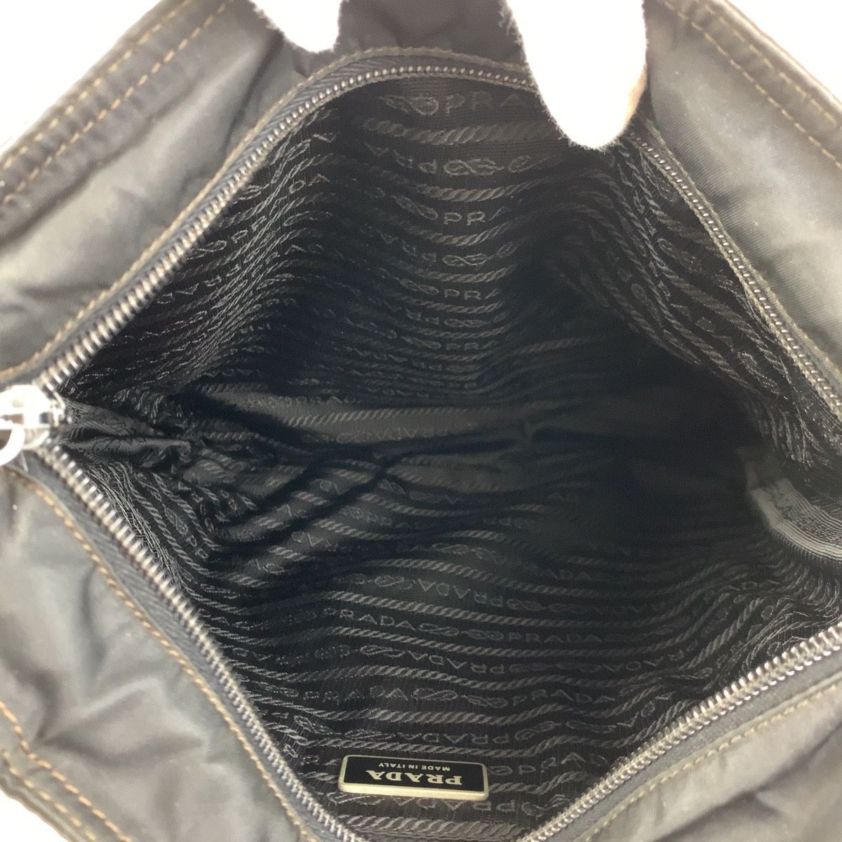 Prada Tessuto Black Silver Nylon Shoulder — view 8