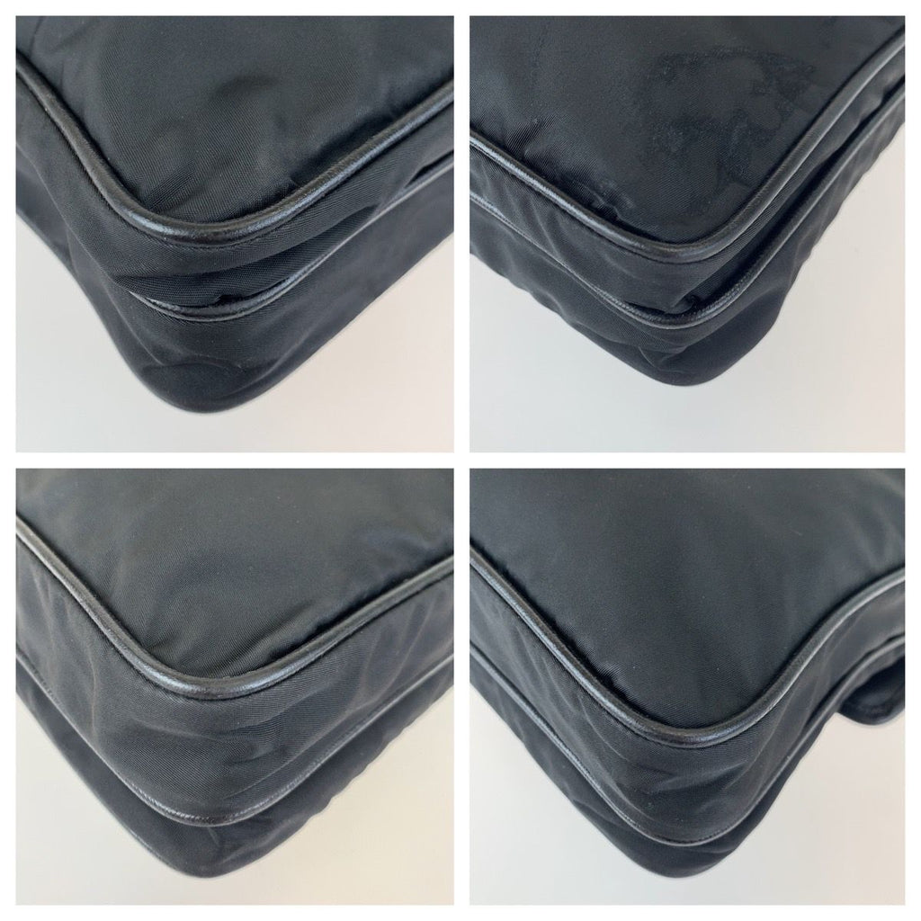 Prada Tessuto Black Silver Nylon Shoulder — view 3