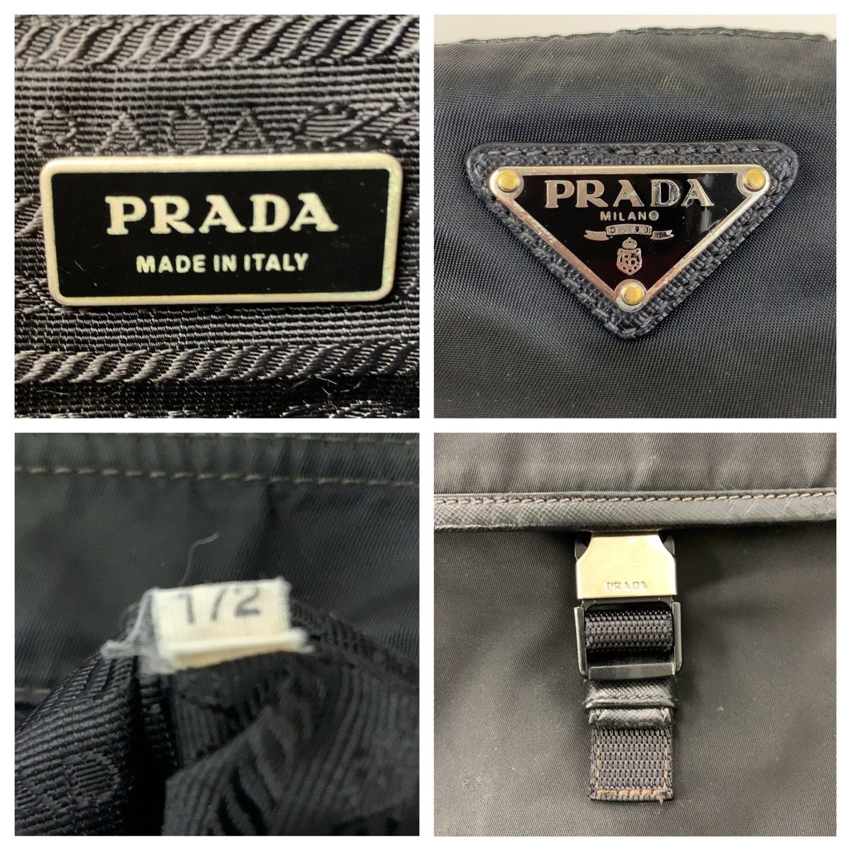 Prada Tessuto Black Silver Nylon Shoulder — view 4