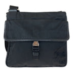 Prada Tessuto Black Silver Nylon Shoulder