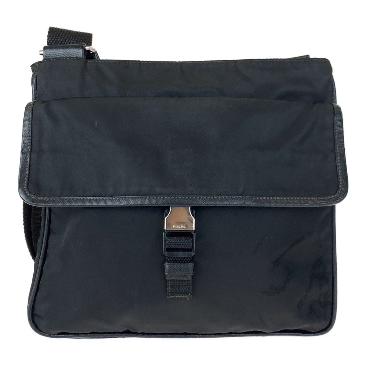 Prada Tessuto Black Silver Nylon Shoulder