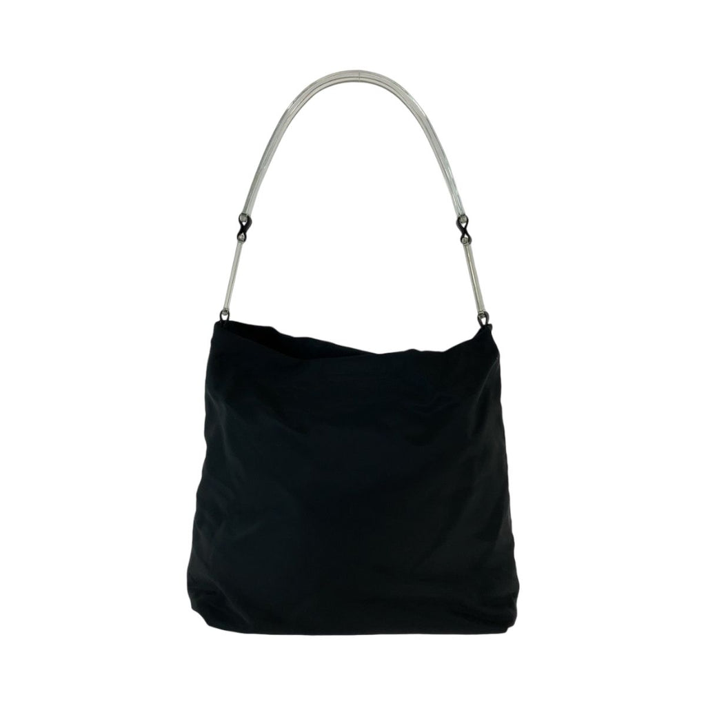 Prada Tessuto Plastic Handle Black Clear Nylon Hobo Shoulder — view 2