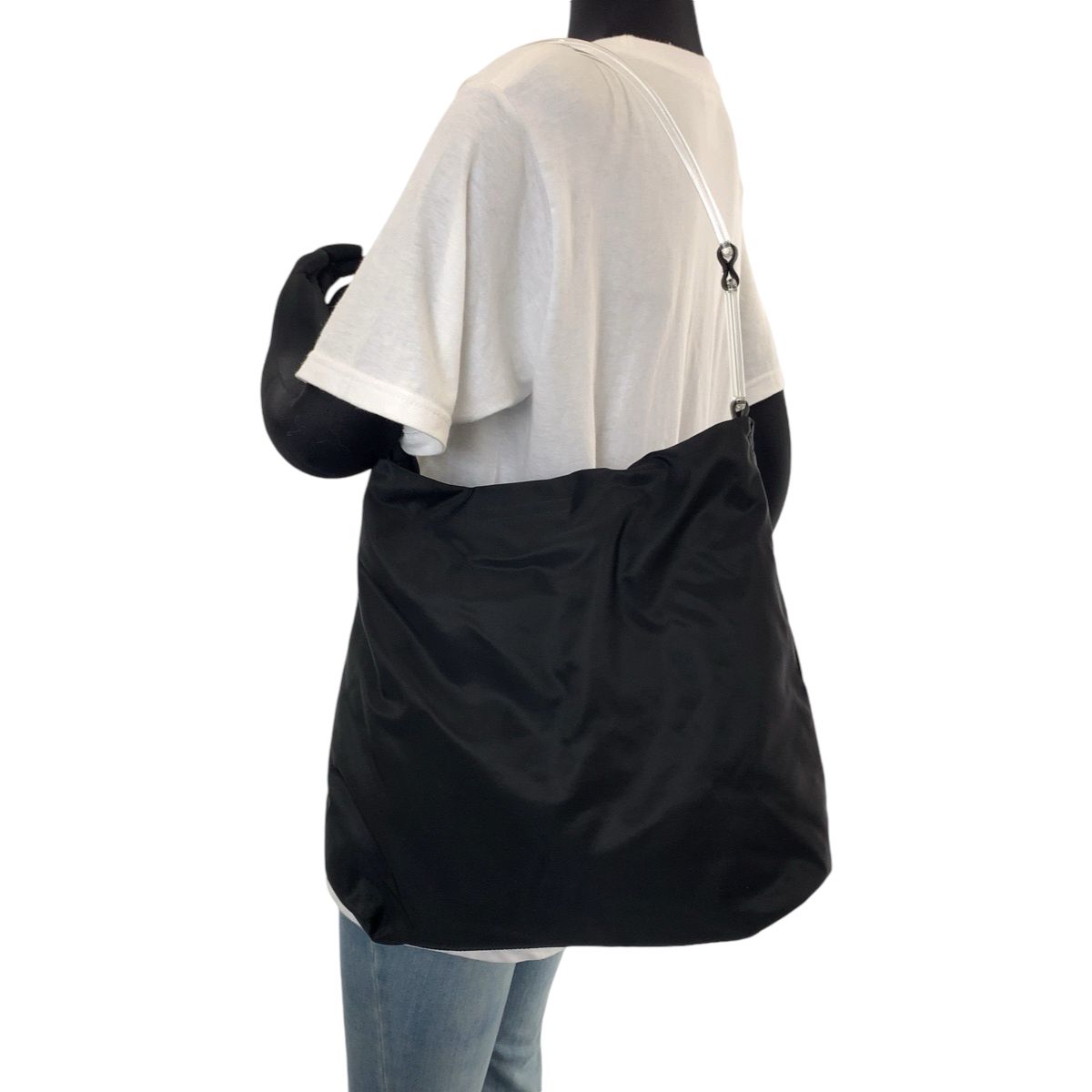 Prada Tessuto Plastic Handle Black Clear Nylon Hobo Shoulder — view 7