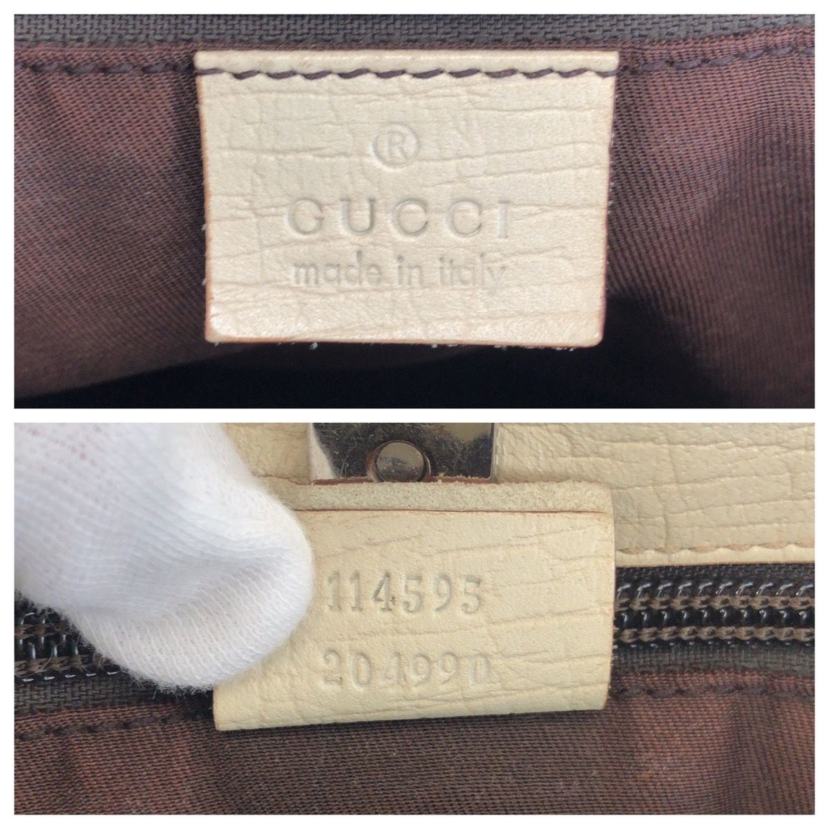 Gucci Beige White GG Supreme Canvas Leather Tote Shoulder — view 4