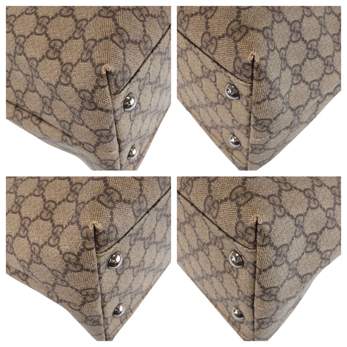 Gucci Beige White GG Supreme Canvas Leather Tote Shoulder — view 3