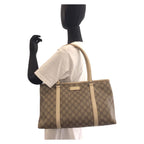 Gucci Beige White GG Supreme Canvas Leather Tote Shoulder — view 6