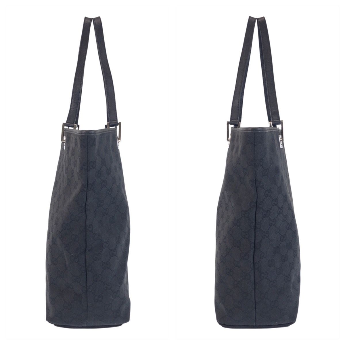 Gucci Black GG Canvas Leather Tote Shoulder — view 7
