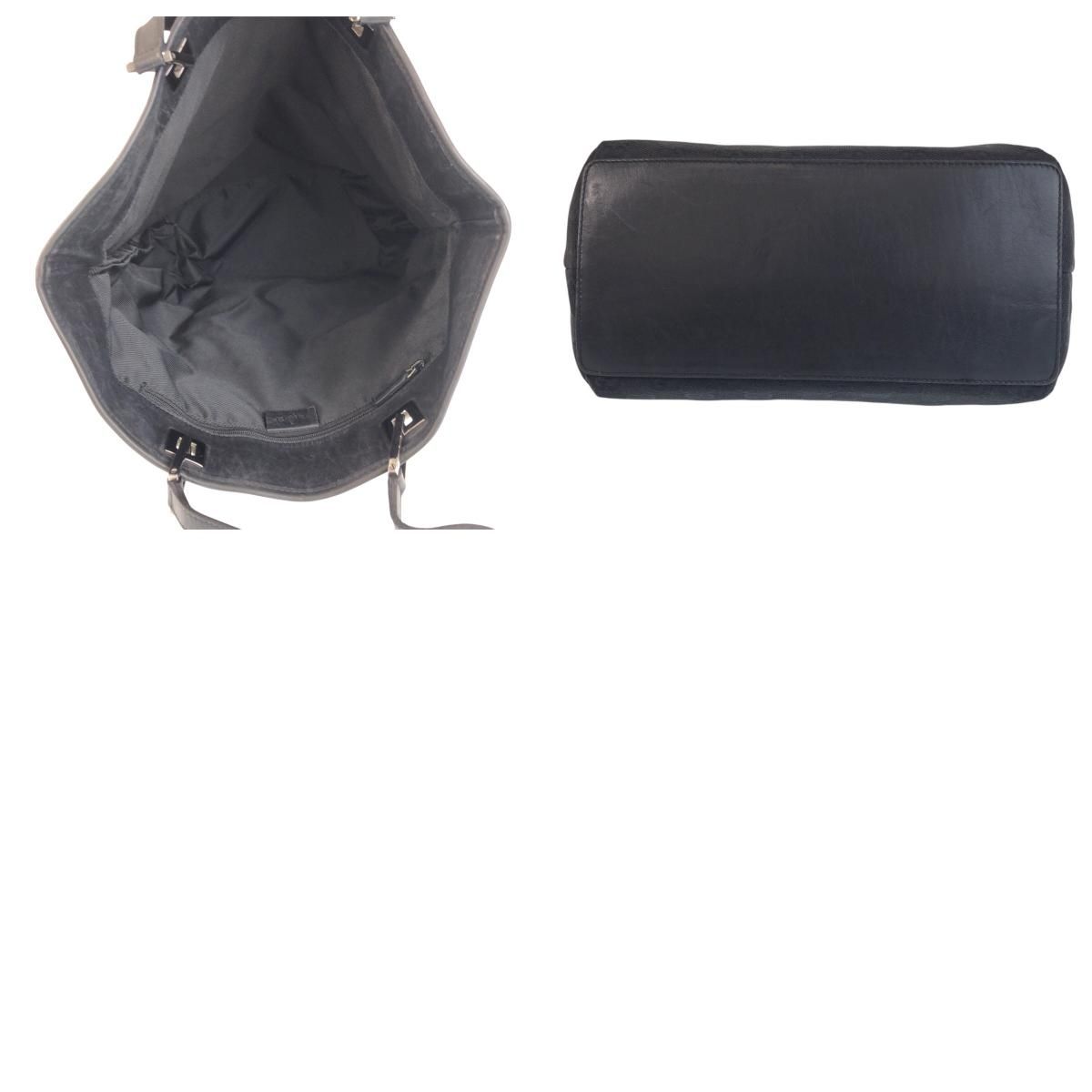 Gucci Black GG Canvas Leather Tote Shoulder — view 9