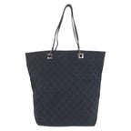 Gucci Black GG Canvas Leather Tote Shoulder