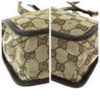 Gucci Plate Charm Beige Brown Gold GG Canvas Shoulder Bag Pochette — view 3