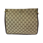 Gucci Plate Charm Beige Brown Gold GG Canvas Shoulder Bag Pochette — view 2
