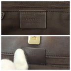 Gucci Plate Charm Beige Brown Gold GG Canvas Shoulder Bag Pochette — view 4