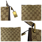 Gucci Plate Charm Beige Brown Gold GG Canvas Shoulder Bag Pochette — view 5