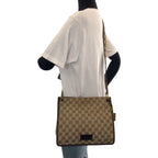 Gucci Plate Charm Beige Brown Gold GG Canvas Shoulder Bag Pochette — view 7