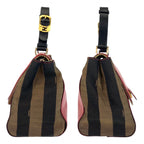 Fendi Pecan Silvana Red Brown Leather Canvas 2-Way Shoulder — view 7