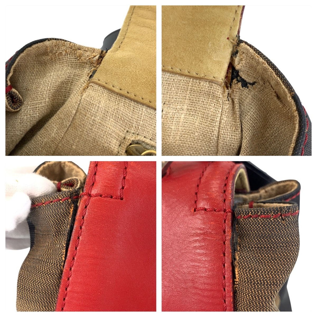 Fendi Pecan Silvana Red Brown Leather Canvas 2-Way Shoulder — view 5