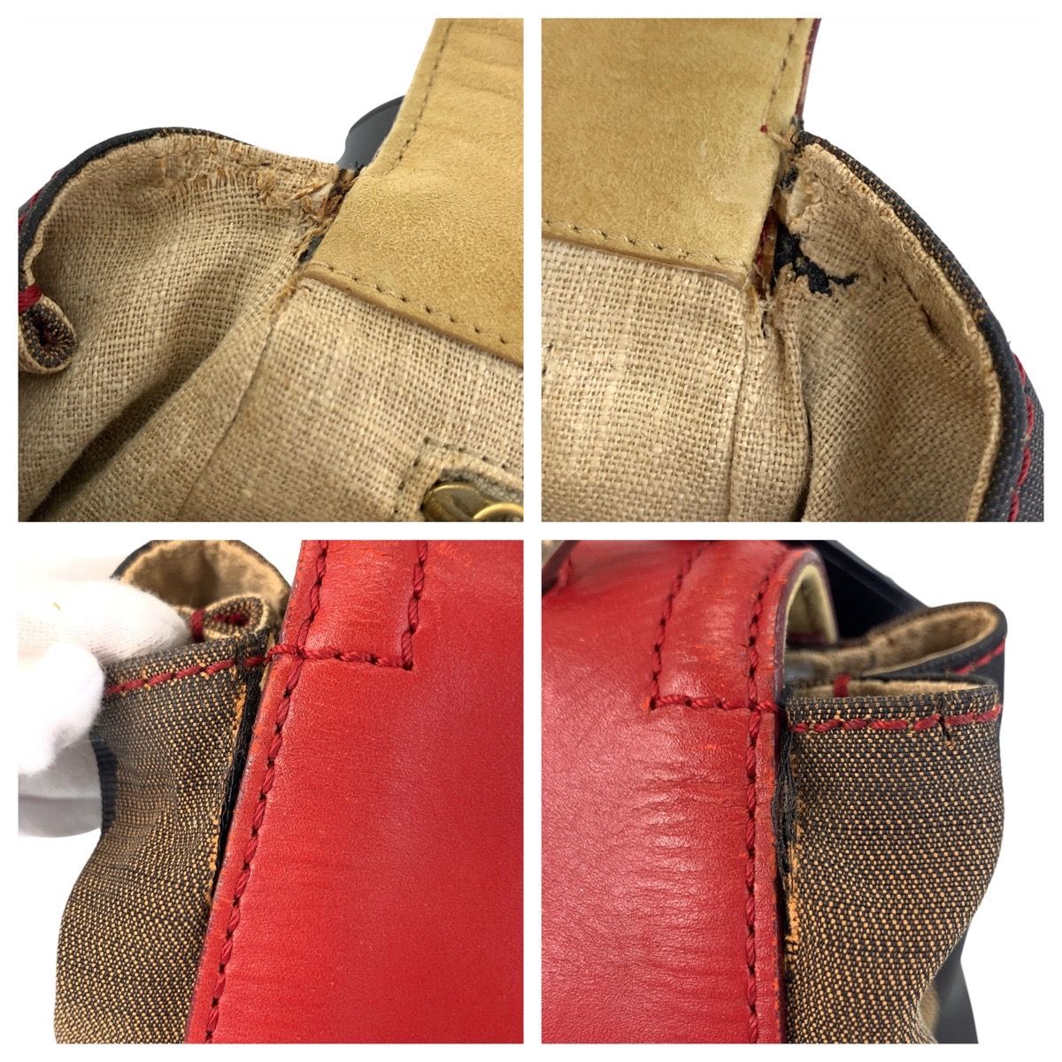 Fendi Pecan Silvana Red Brown Leather Canvas 2-Way Shoulder — view 5