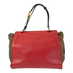 Fendi Pecan Silvana Red Brown Leather Canvas 2-Way Shoulder — view 2