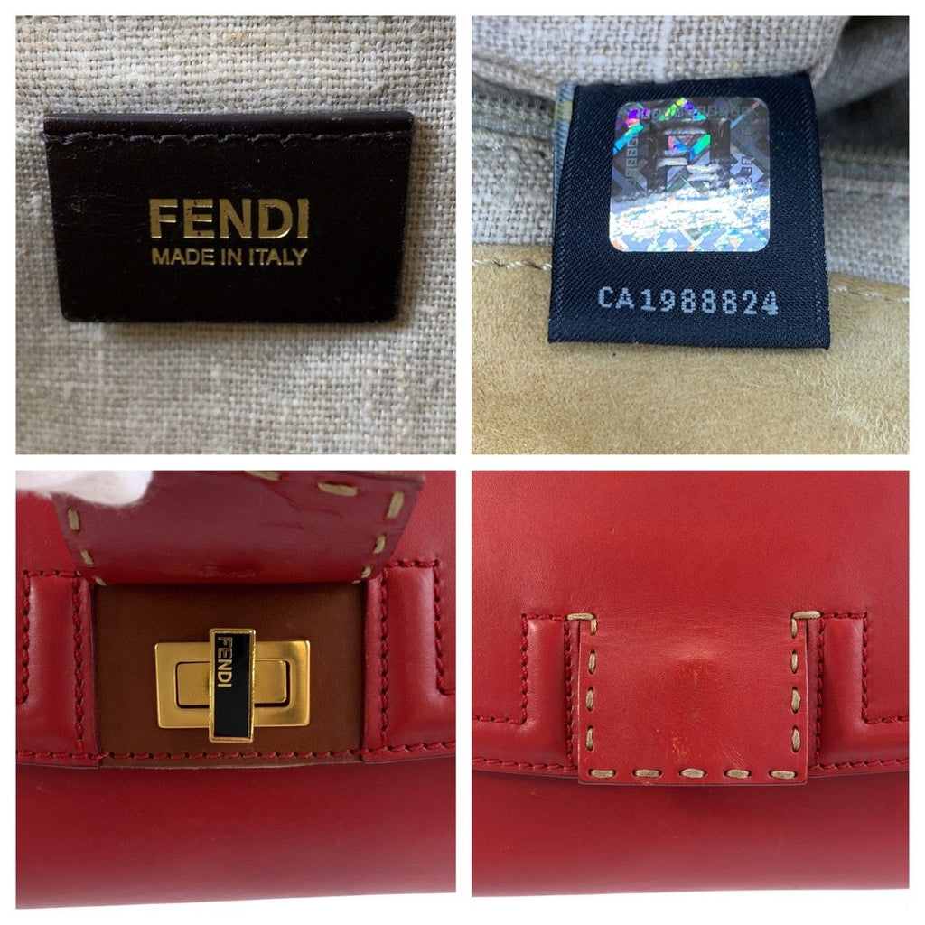 Fendi Pecan Silvana Red Brown Leather Canvas 2-Way Shoulder — view 4