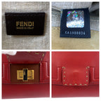 Fendi Pecan Silvana Red Brown Leather Canvas 2-Way Shoulder — view 4