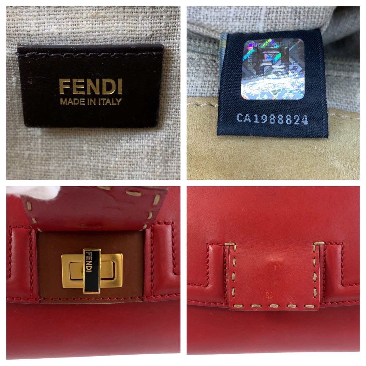 Fendi Pecan Silvana Red Brown Leather Canvas 2-Way Shoulder — view 4