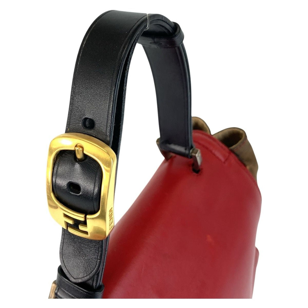 Fendi Pecan Silvana Red Brown Leather Canvas 2-Way Shoulder — view 8