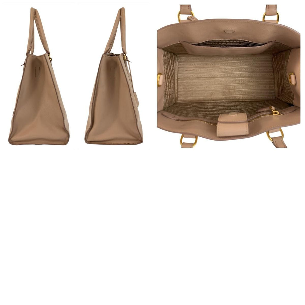 Prada Saffiano Pink Beige Gold Leather Tote — view 9