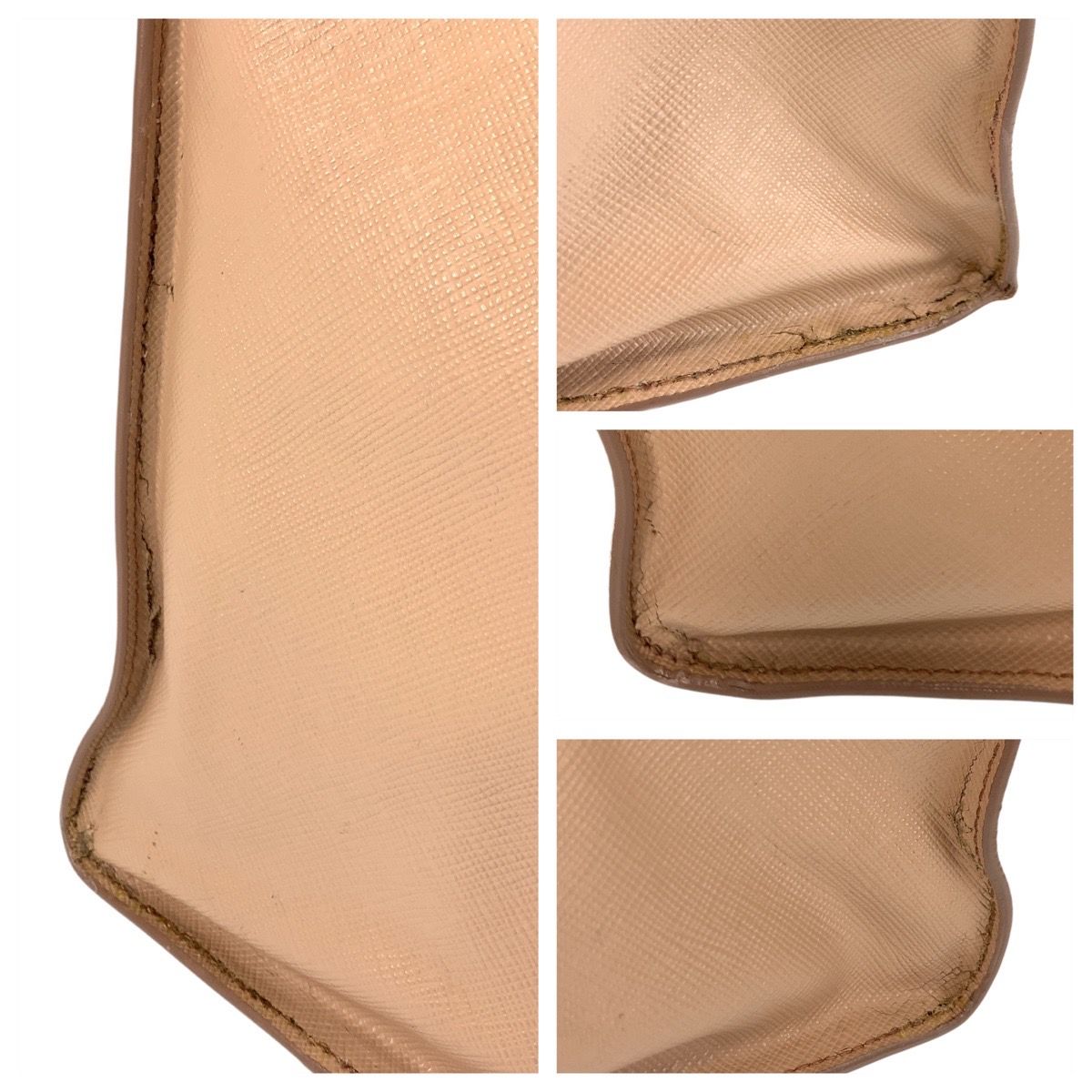Prada Saffiano Pink Beige Gold Leather Tote — view 5