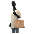 Prada Saffiano Pink Beige Gold Leather Tote — view 8