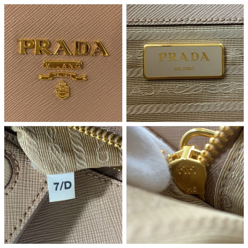 Prada Saffiano Pink Beige Gold Leather Tote — view 4