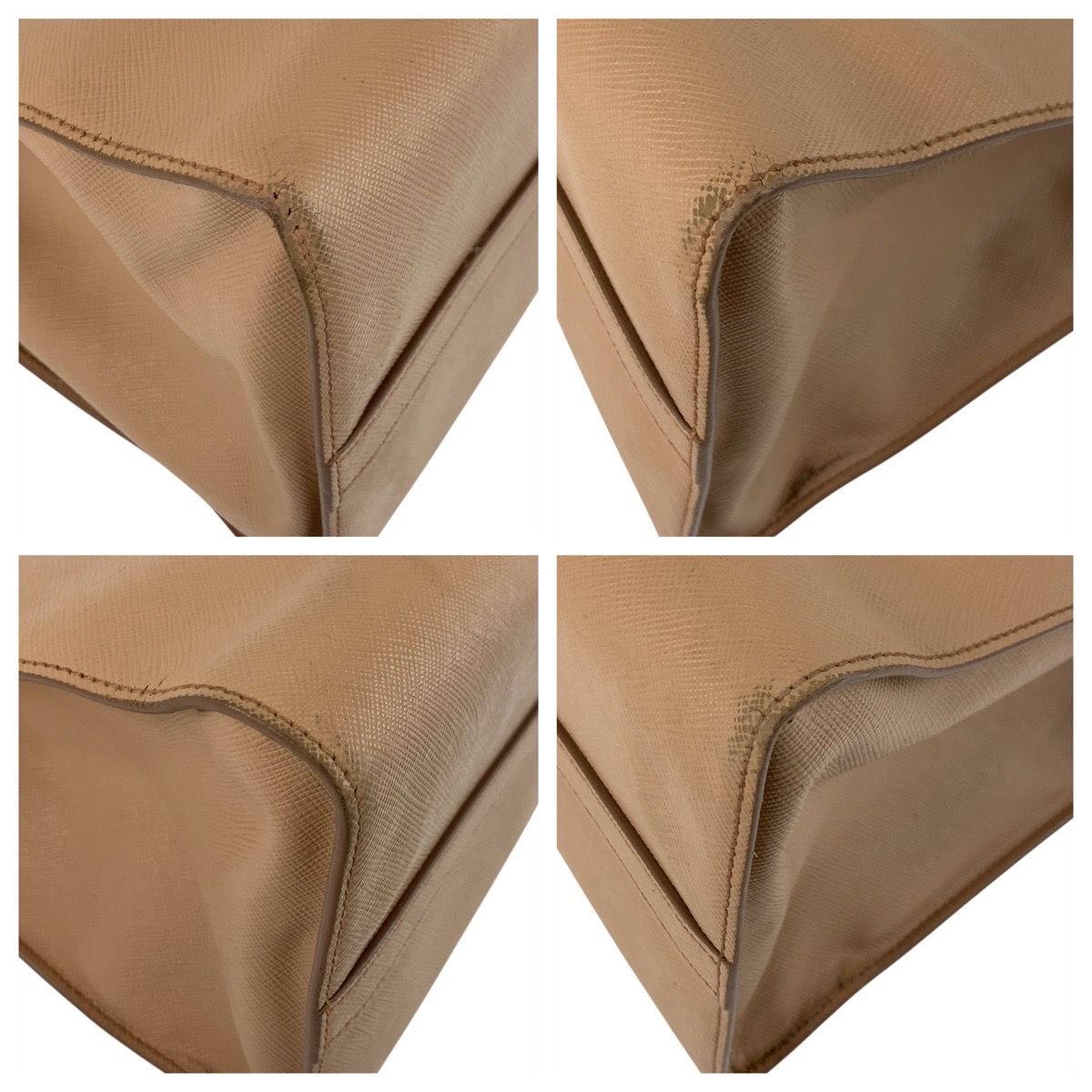 Prada Saffiano Pink Beige Gold Leather Tote — view 3