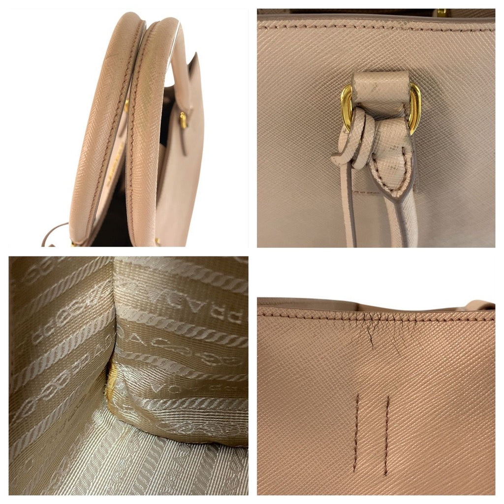 Prada Saffiano Pink Beige Gold Leather Tote — view 6