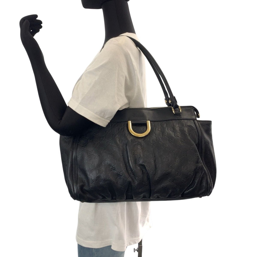 Gucci Abbey Black Silver Leather Tote Shoulder — view 7