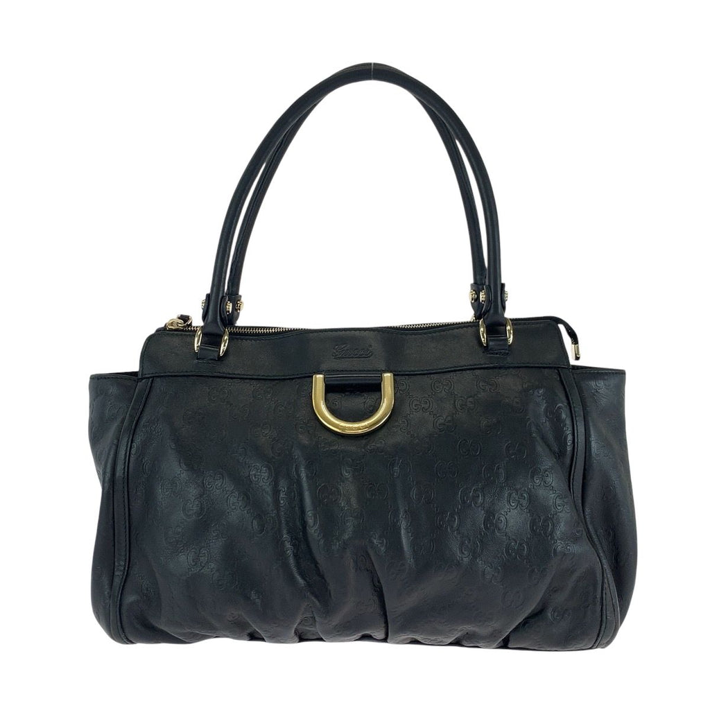 Gucci Abbey Black Silver Leather Tote Shoulder