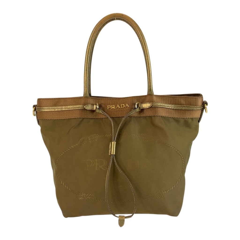 Prada Jacquard Tessuto Khaki Nylon 31 Tote