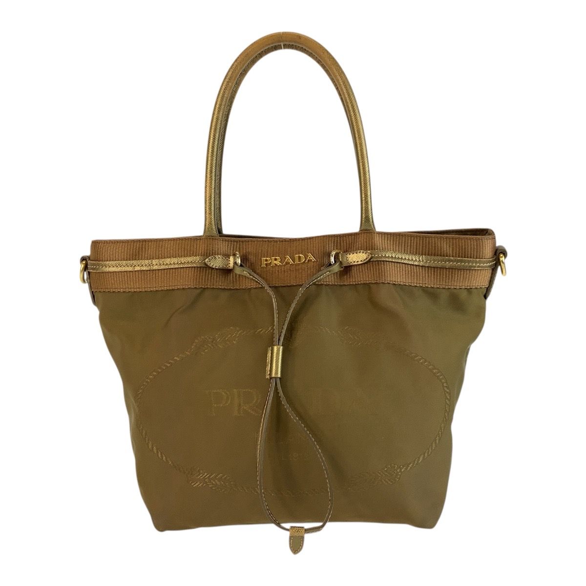 Prada Jacquard Tessuto Khaki Nylon 31 Tote