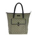 Gucci Beige Brown Silver GG Supreme Canvas Tote Shoulder