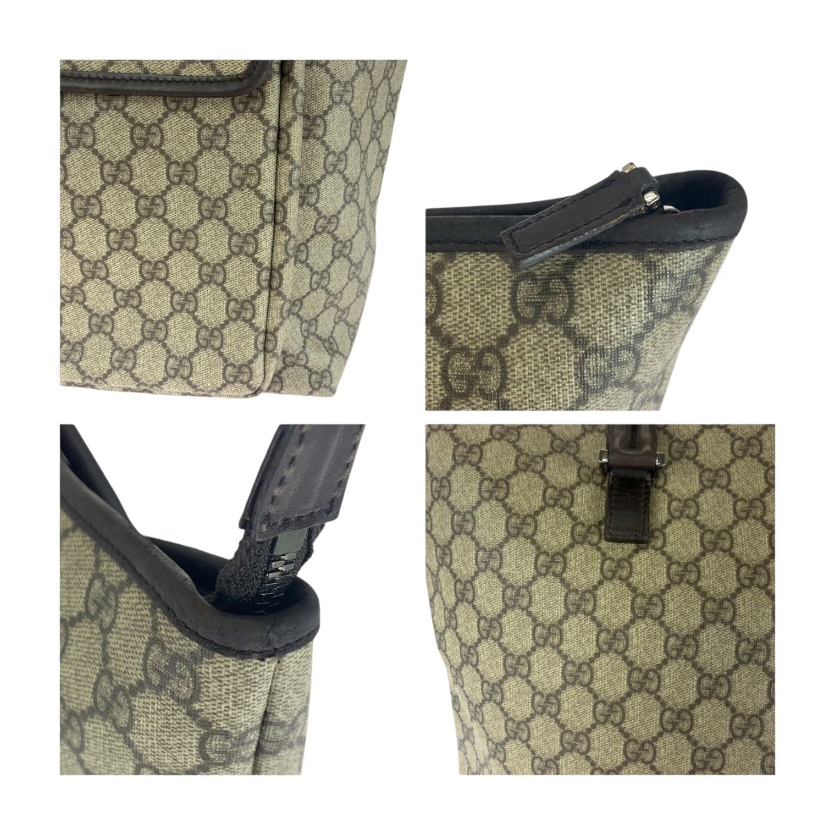 Gucci Beige Brown Silver GG Supreme Canvas Tote Shoulder — view 5