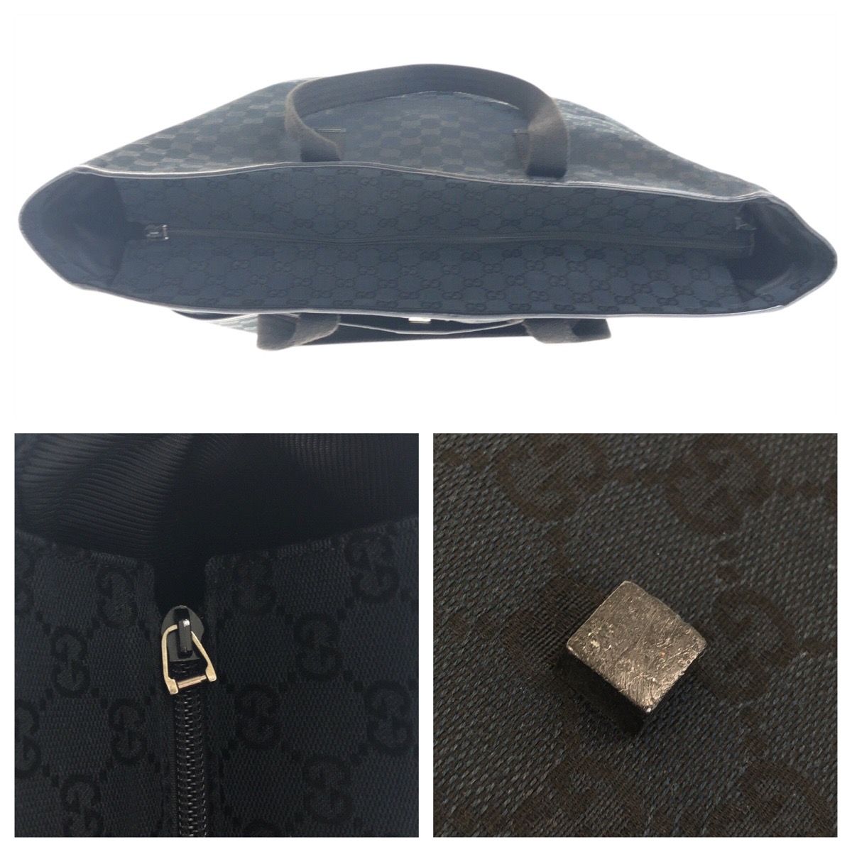Gucci Black Silver GG Canvas Leather Tote Shoulder — view 5