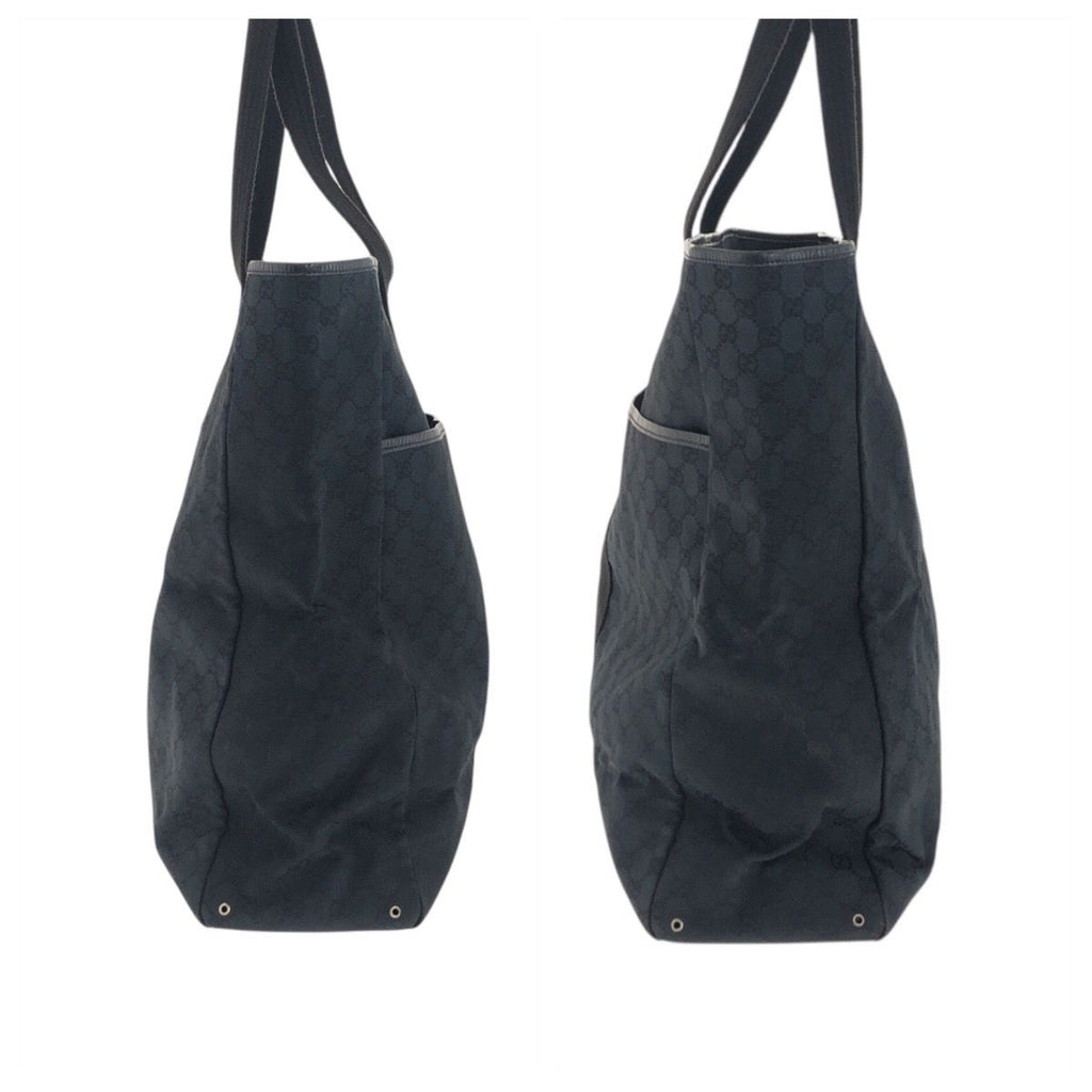 Gucci Black Silver GG Canvas Leather Tote Shoulder — view 8