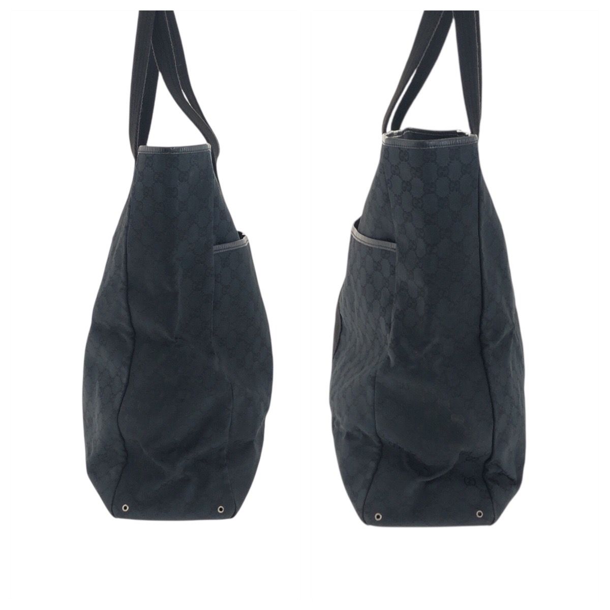 Gucci Black Silver GG Canvas Leather Tote Shoulder — view 8