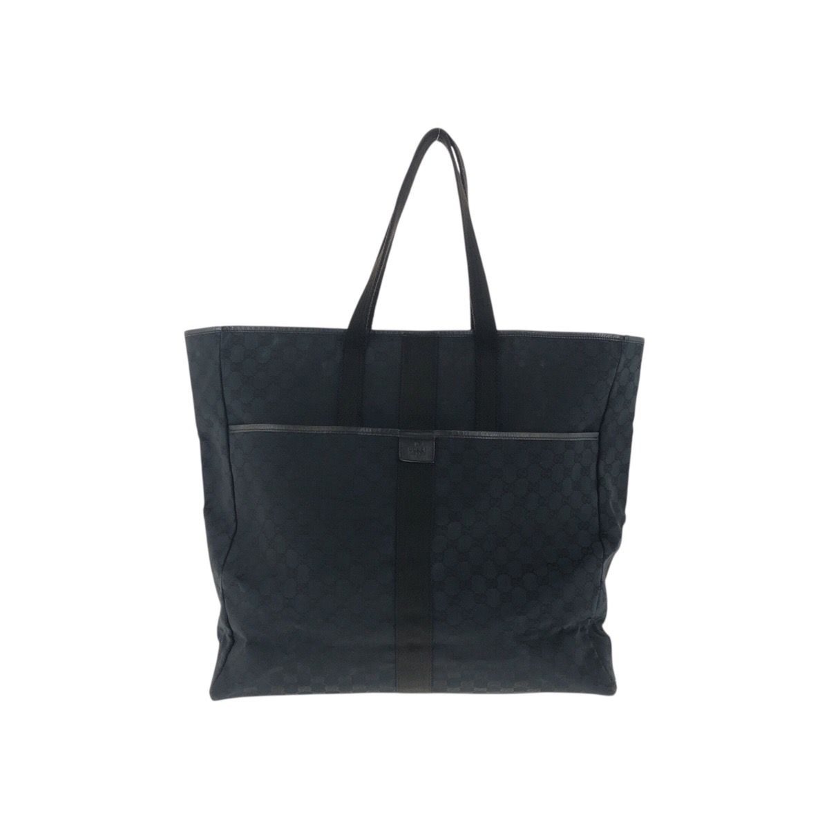 Gucci Black Silver GG Canvas Leather Tote Shoulder