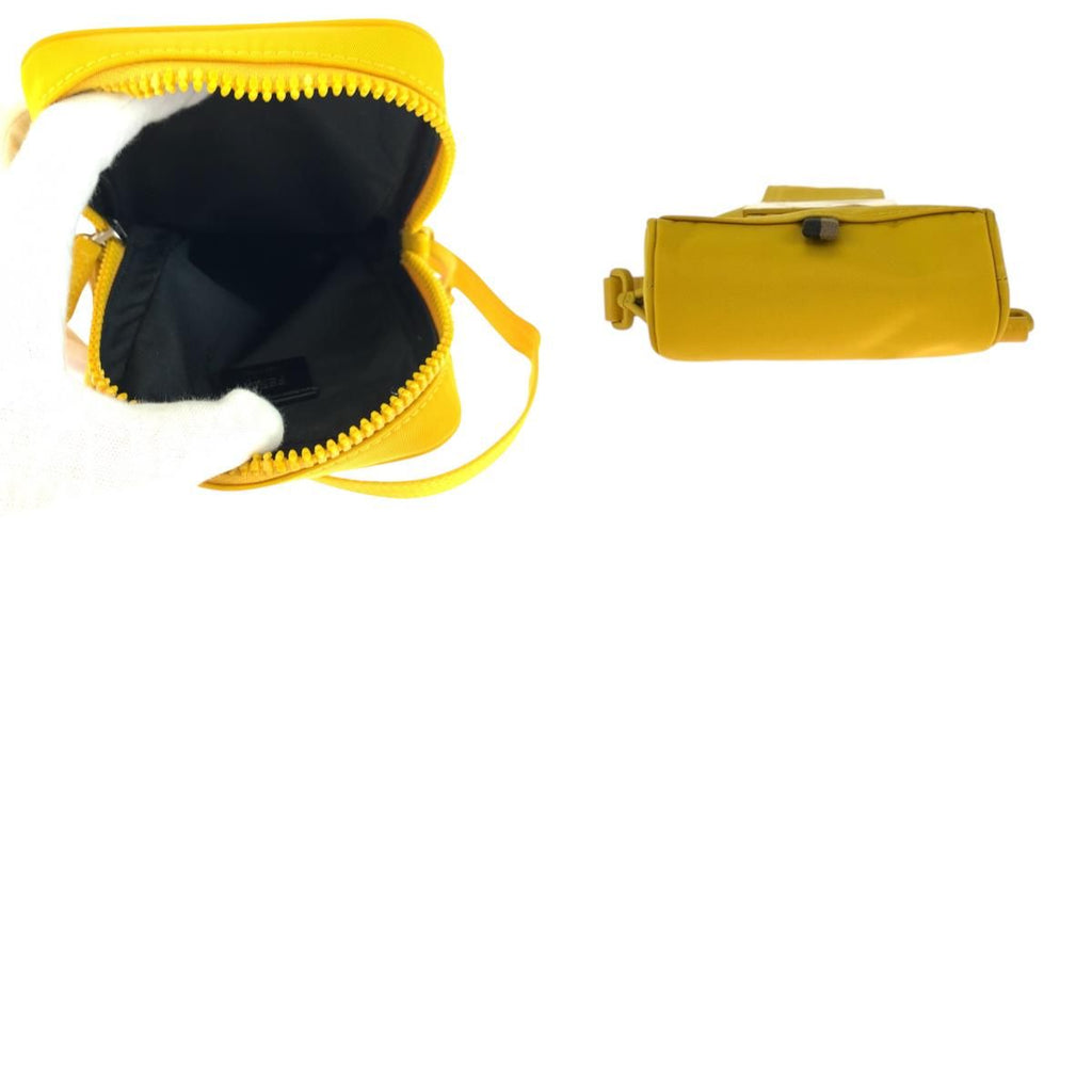 Fendi Logo Yellow Nylon Shoulder Bag Pochette — view 9