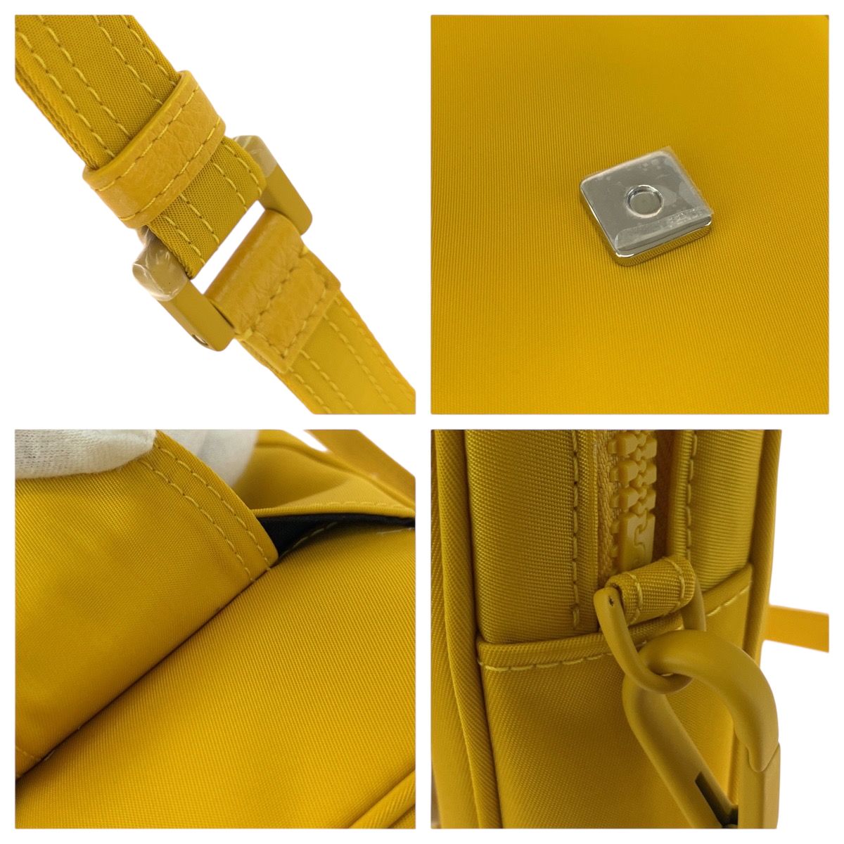 Fendi Logo Yellow Nylon Shoulder Bag Pochette — view 6