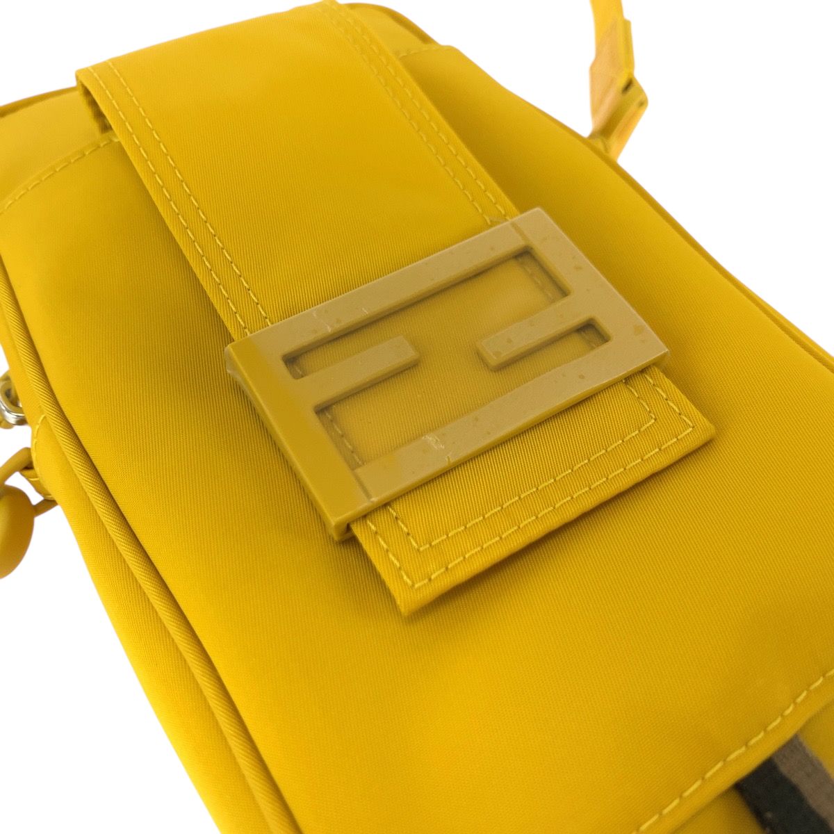 Fendi Logo Yellow Nylon Shoulder Bag Pochette — view 5